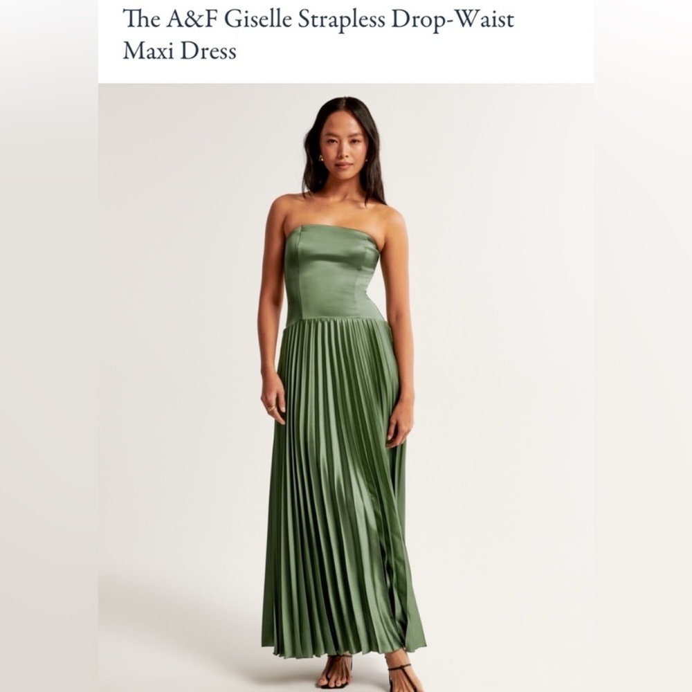 Abercrombie & Fitch Strapless Drop- Waist Maxi Dress, Sage Green